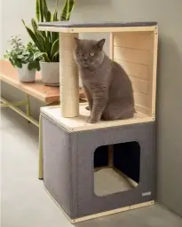 Kedi evi – çift katlı, peluş kaplama